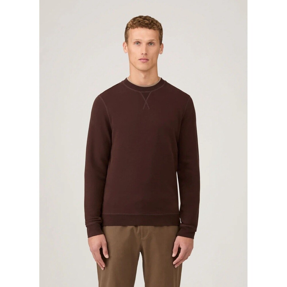 SUNSPEL Loopback Sweatshirt Truffle Brown Cotton Crewneck Pullover Preppy Active